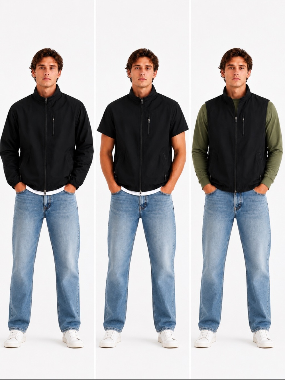 Walter Hagen Men’s XXL Black Convertible Sleeve Golf Jacket Vest Zip-Off Sleeve